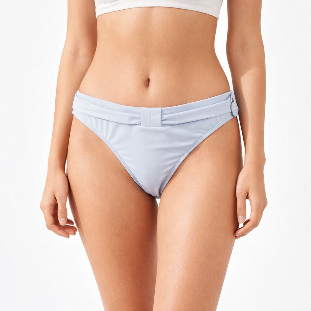 Revel Rey Swim Resort Bikini Bottoms Pale Blue Foldover Waist Women’s Size M New